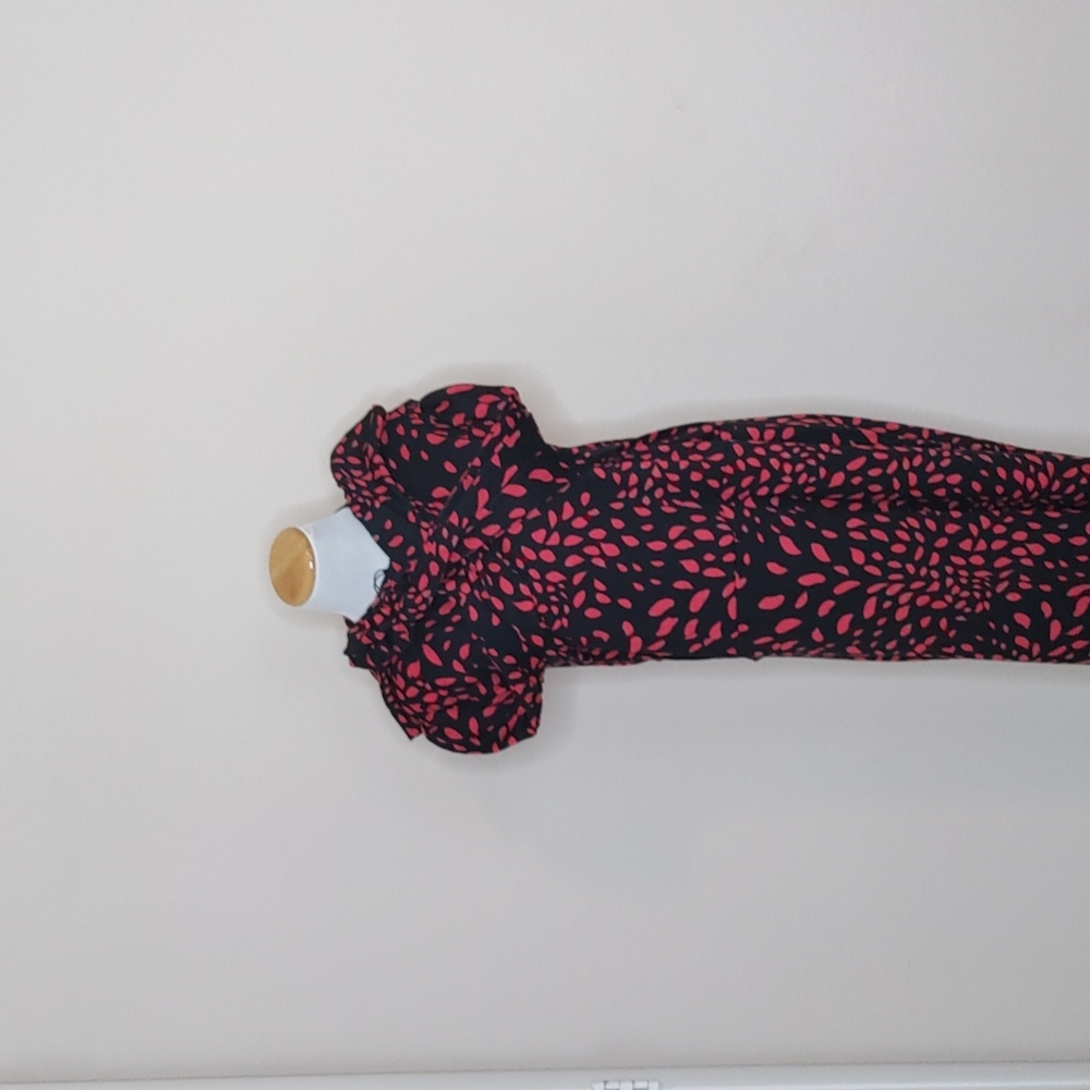 Who What Wear Women's XXL Black & Red Long Sleeve Contrast Petal Dress NWT